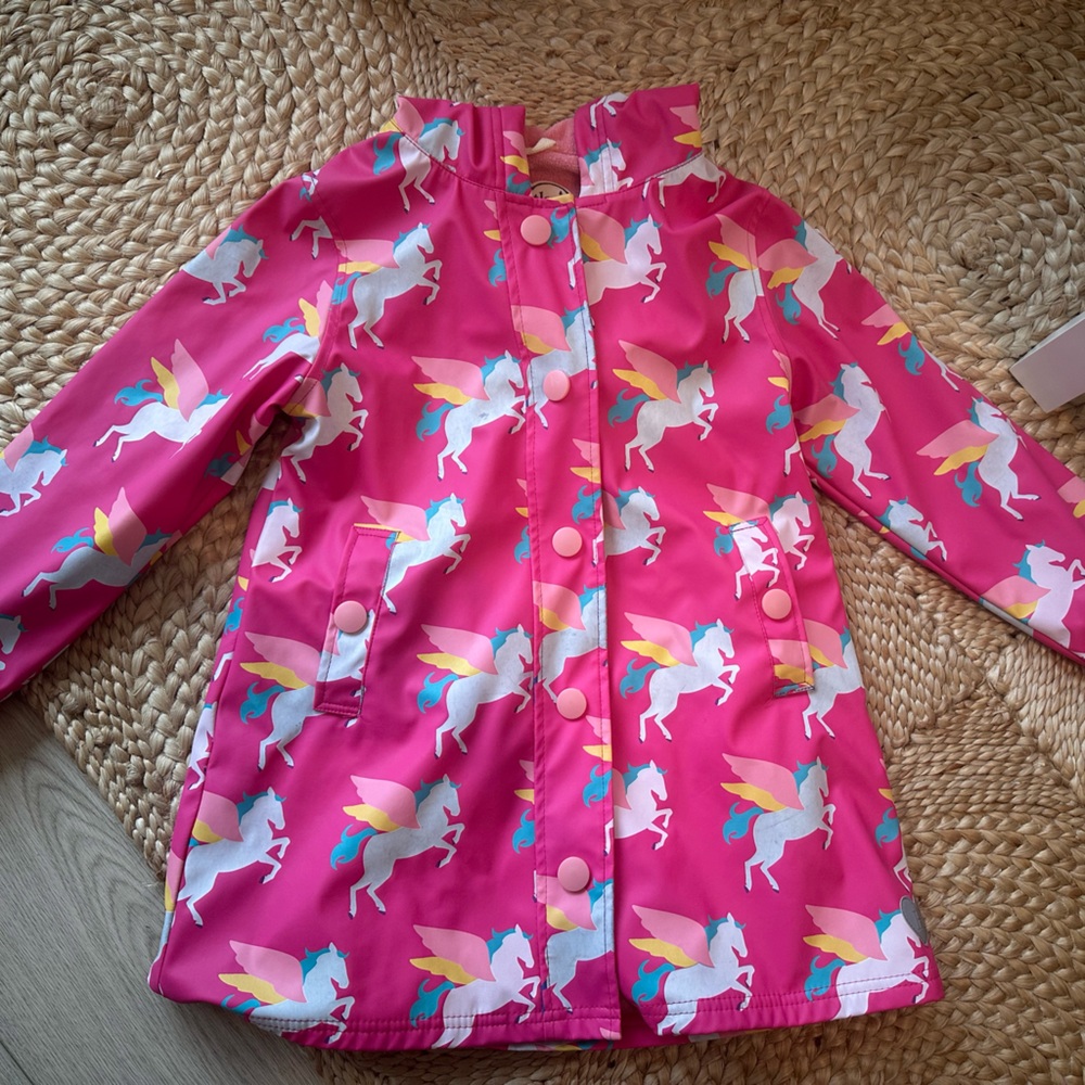 Hatley Pink Unicorn Raincoat for Kids Size 7